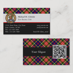 Clan Christie-vapen över tartan Visitkort