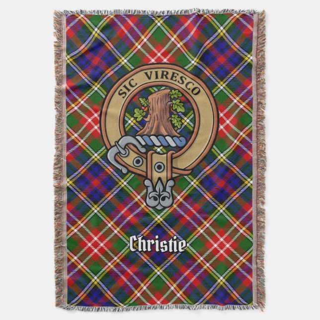 Clan Christie vapensköld över tartan Filt (Framsidan Vertikal)