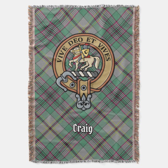 Clan Craig-vapen över tartan Filt (Framsidan Vertikal)