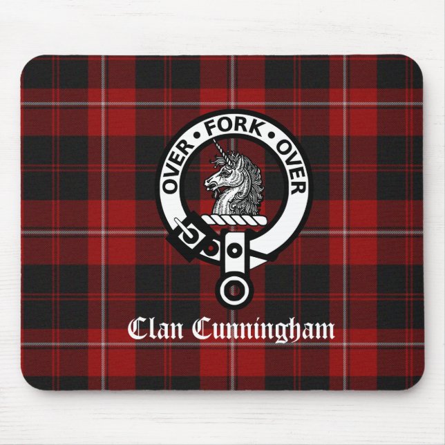 Clan Cunningham-märke & Tartan Musmatta (Framsidan)