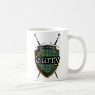 Clan Currie Curry-rutig sköld och svärd Kaffemugg