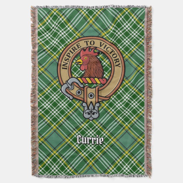 Clan Currie Tuppkam över Tartan Filt (Framsidan Vertikal)