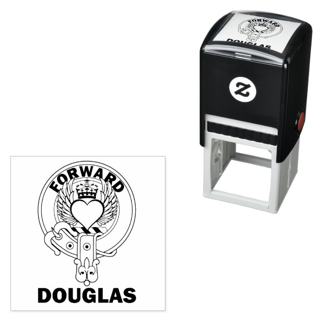 Clan Douglas Winged Heart Crest Self-inking Stamp Självfärgande Stämpel (In Situ)