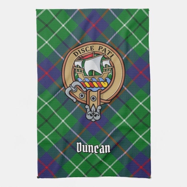 Clan Duncan Crest over Tartan Kökshandduk (Vertikal)