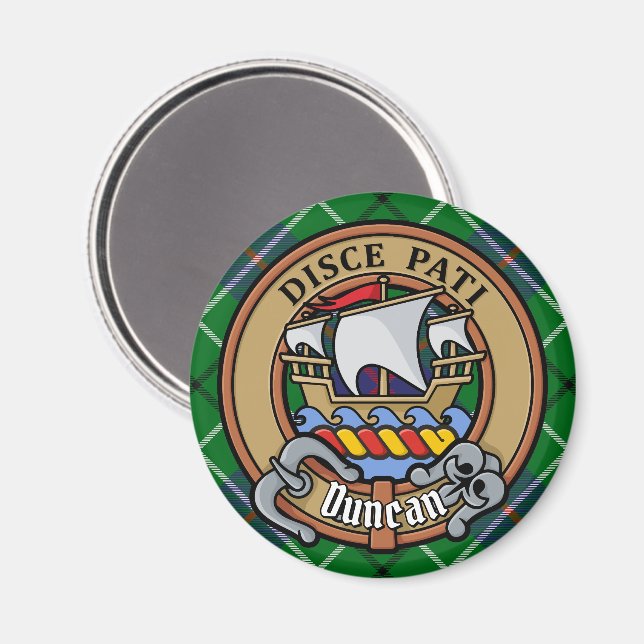 Clan Duncan Crest over Tartan Magnet (Front/Back)