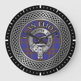 Clan Eliott Crest & Tartan Knot Stor Klocka