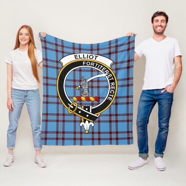 Clan Elliot gammal tartan rutmönstrad Fleecefilt (På plats)