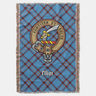 Clan Elliot vapen över gammal tartan Filt