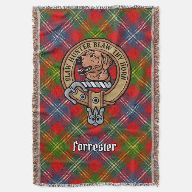 Clan Forrester-vapen över tartan Filt (Framsidan Vertikal)