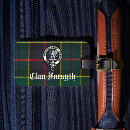 Clan Forsyth Crest-märke och tartan Bagagebricka