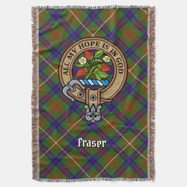 Clan Fraser-vapen över jakt-tartan Filt (Framsidan Vertikal)