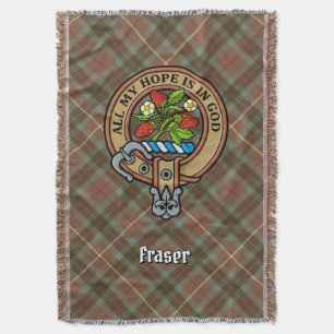 Clan Fraser-vapen över väderbiten jakt-tartan Filt