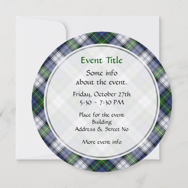 Clan Gordon Dress Tartan Invitation Inbjudningar (Baksida)