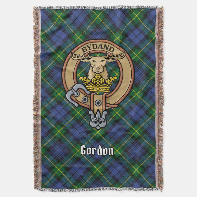 Clan Gordon-vapen över tartan Filt (Framsidan Vertikal)