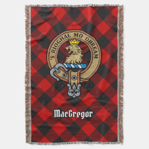 Clan Gregor-vapen över Rob Roy-tartan Filt
