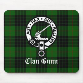 Clan Gunn Crest-märke och tartan Musmatta