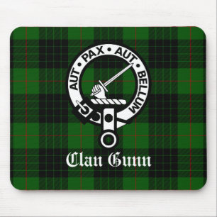 Clan Gunn Crest-märke och tartan Musmatta
