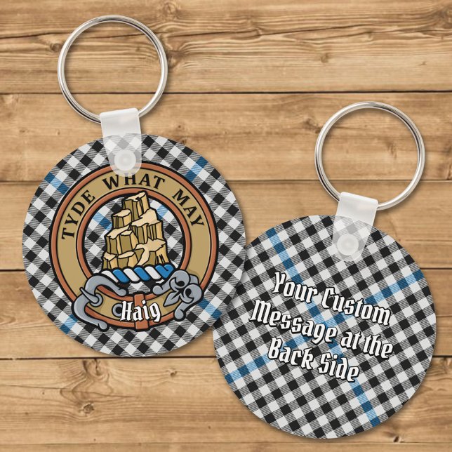 Clan Haig Crest over Check Tartan Nyckelring (Skapare uppladdad)