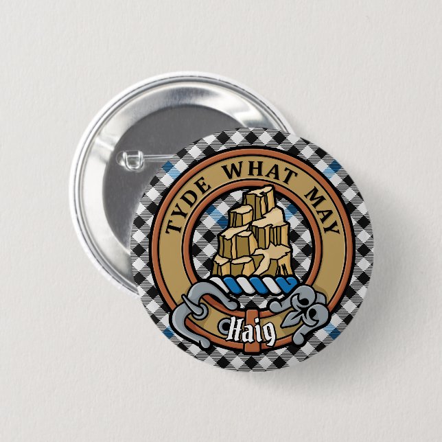 Clan Haig-vapen över Check-ruta Knapp (Framsida & baksida)