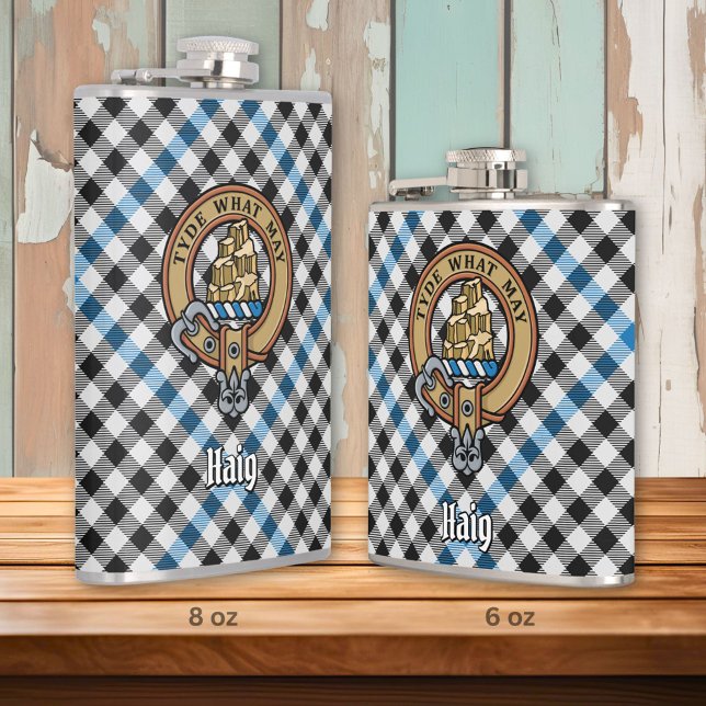 Clan Haig-vapen över check tartan Fickplunta (Skapare uppladdad)