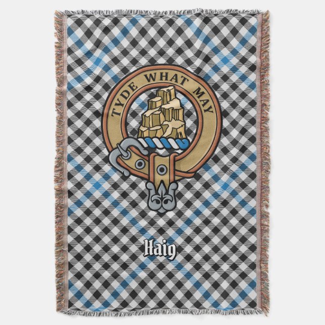 Clan Haig-vapen över tartan Filt (Framsidan Vertikal)