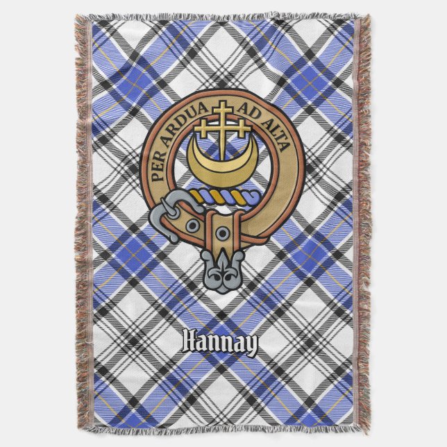 Clan Hannay-vapen över tartan Filt (Framsidan Vertikal)