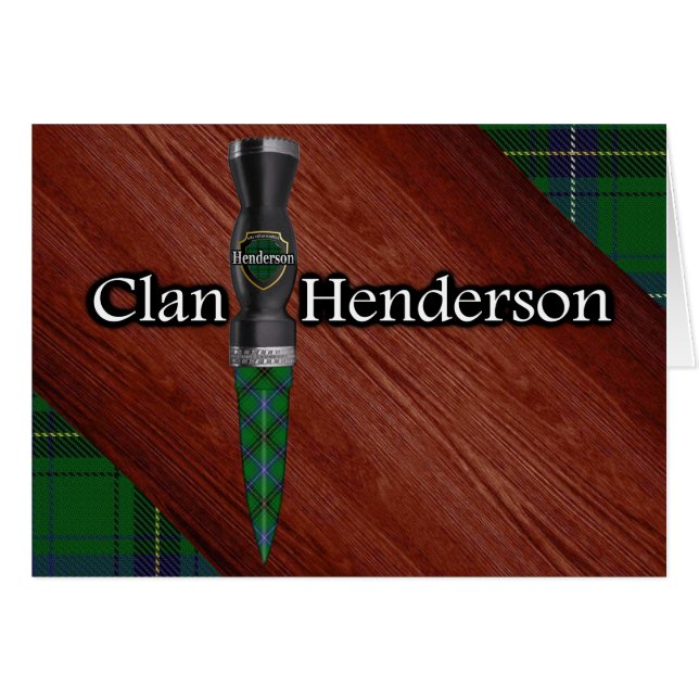 Clan Henderson Tartan Sgian Dubh-blad Hälsningskort (Framsidan Horizontal)