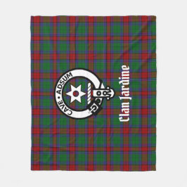 Clan Jardine Crest-märke och Tartan  Fleecefilt