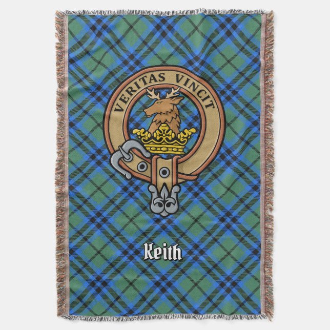 Clan Keith-vapen över tartan Filt (Framsidan Vertikal)