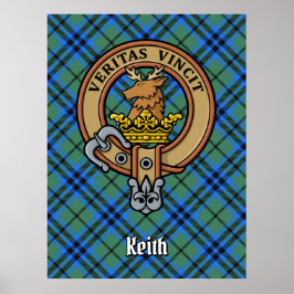 Clan Keith-vapen över tartan Poster