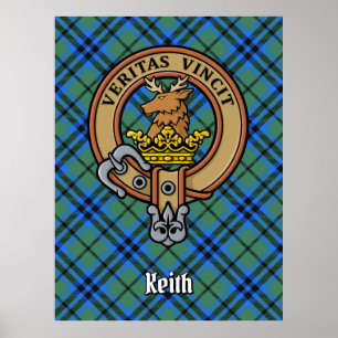 Clan Keith-vapen över tartan Poster