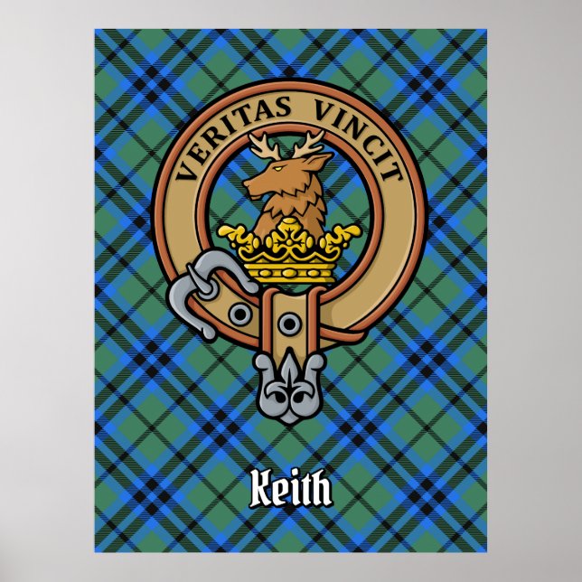 Clan Keith-vapen över tartan Poster (Framsidan)