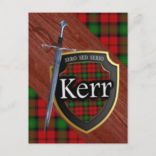 Clan Kerr Tartan Svärd & Sköld Vykort