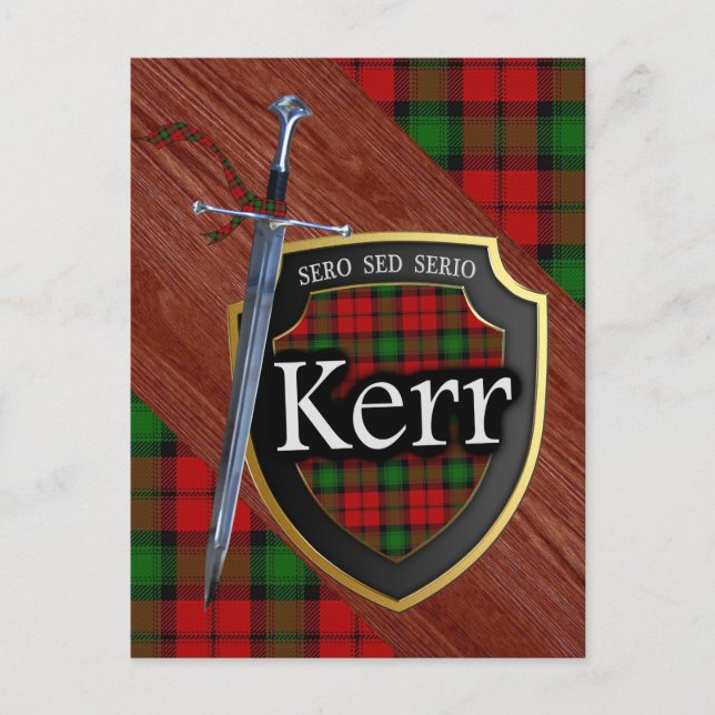 Clan Kerr Tartan Svärd & Sköld Vykort (Framsida)