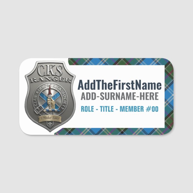 Clan Kirkpatrick Society -- Ranger Namnskylt #1 Namnbricka (Framsida)