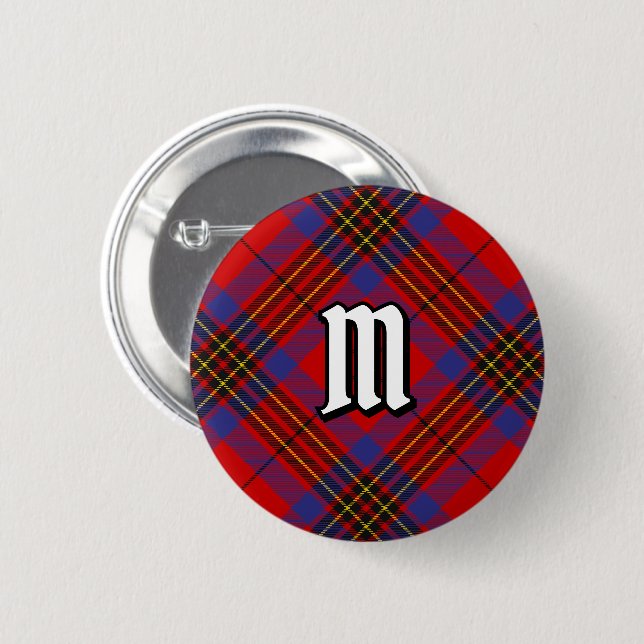 Clan Leslie Röd Tartan Knapp (Framsida & baksida)