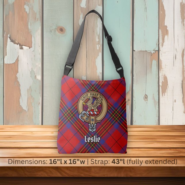 Clan Leslie-vapen över röd tartan Axelväska (Skapare uppladdad)