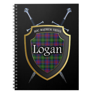 Clan Logan Tartan Sköld och Svärd Anteckningsbok