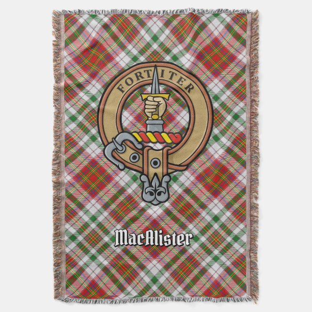 Clan MacAlister-vapen över klänningstartan Filt (Framsidan Vertikal)