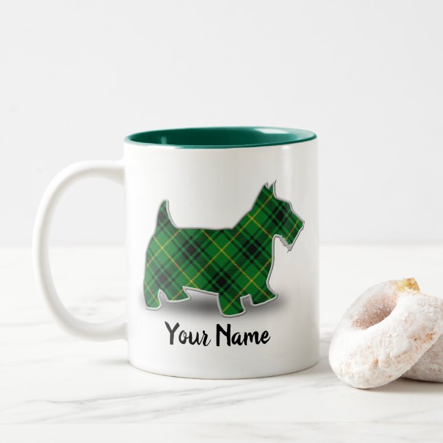 Clan MacArthur Tartan Scottish Terrier Två-Tonad Mugg (Med munk)