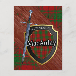 Clan MacAulay Tartan Svärd & Sköld Vykort