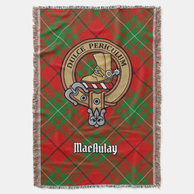 Clan MacAulay vapensköld över tartan Filt (Framsidan Vertikal)
