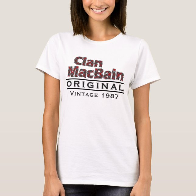 Clan MacBain Vintage Anpassa Ditt Födelseår Tee Shirt (Framsida)
