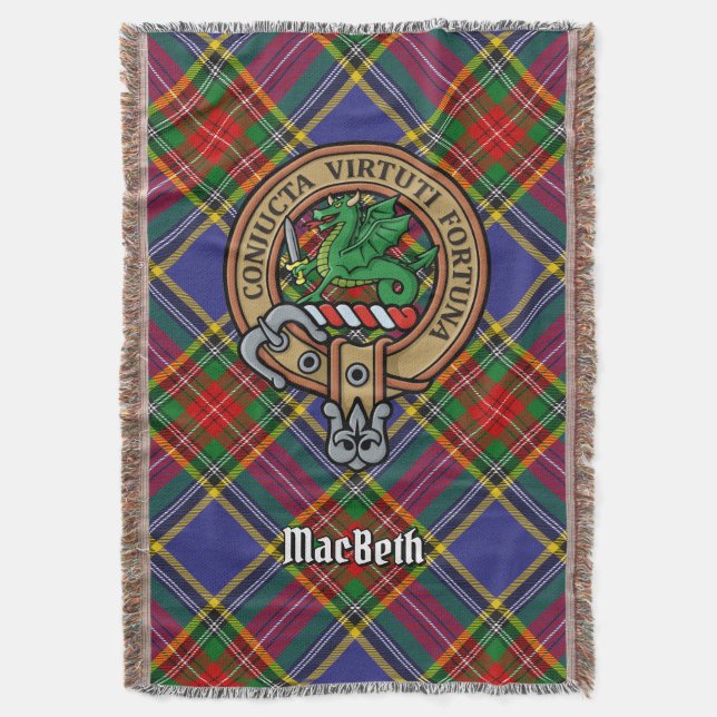 Clan MacBeth-vapen över tartan Filt (Framsidan Vertikal)