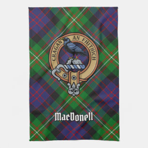 Clan MacDonell av Glengarry vapen över tartan Kökshandduk
