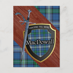 Clan MacDowall Tartan Svärd & Sköld Vykort