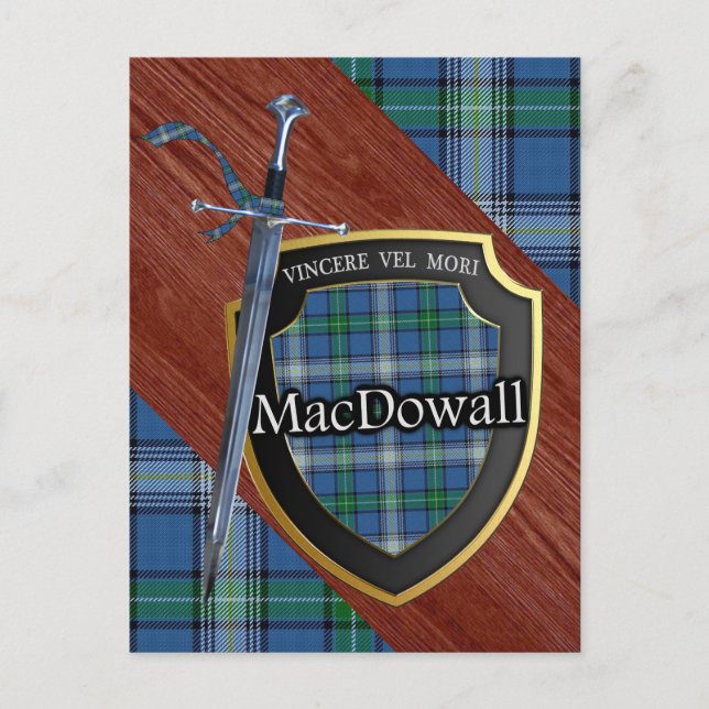 Clan MacDowall Tartan Svärd & Sköld Vykort (Framsida)
