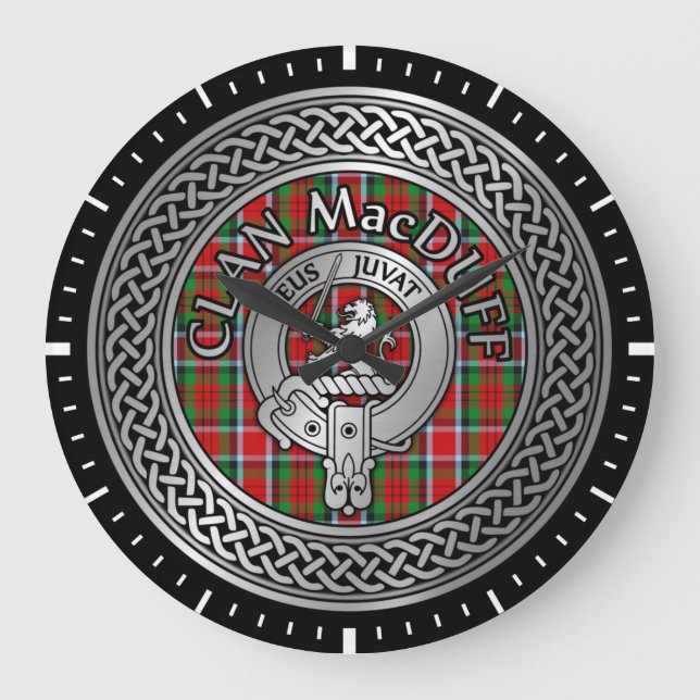 Clan MacDuff Crest & Tartan Knot Stor Klocka (Framsida)