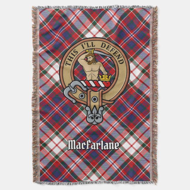 Clan MacFarlane-vapen över klänningstartan Filt (Framsidan Vertikal)