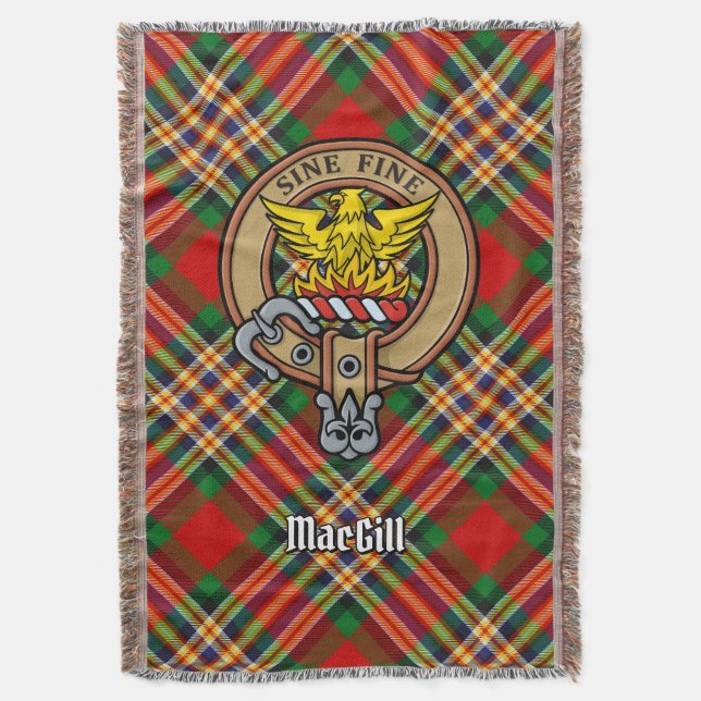 Clan MacGill-vapen över tartan Filt (Framsidan Vertikal)